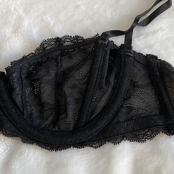Forever 21 Black Lace Bow Strap Adjustable See through Sexy Bra - Picture 6 of 7